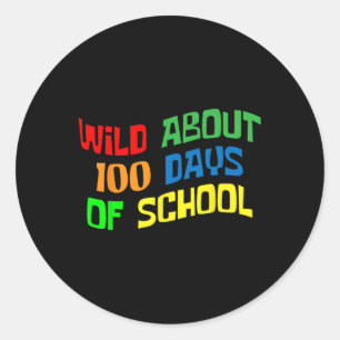Pegatina Redonda Cerca de 100 días escolares 100 días profesor Ki
