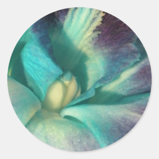 Pegatina Redonda Cerco de orquídeas azul y púrpura