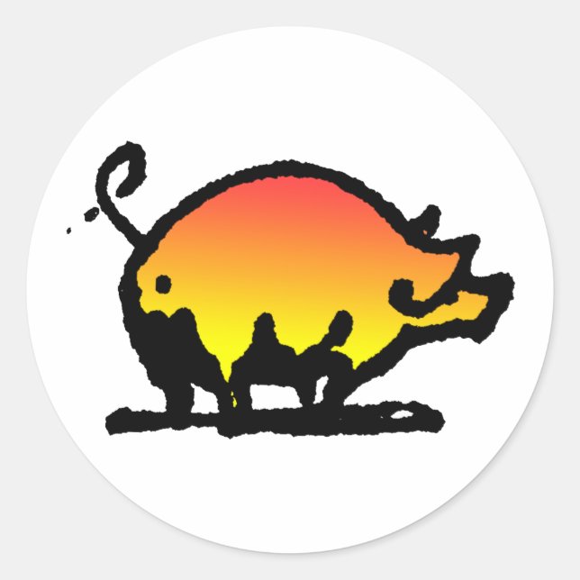 Pegatina Redonda cerdo (Anverso)