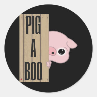Pegatina Redonda Cerdo A Boo