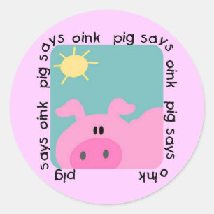 Pegatina Redonda Cerdo dice camisetas y regalos de Oink