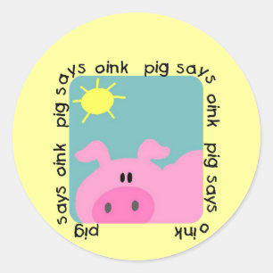 Pegatina Redonda Cerdo dice camisetas y regalos de Oink
