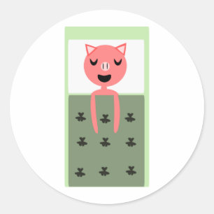 Pegatina Redonda Cerdo durmiente