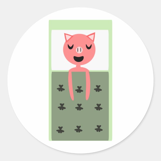 Pegatina Redonda Cerdo durmiente (Anverso)