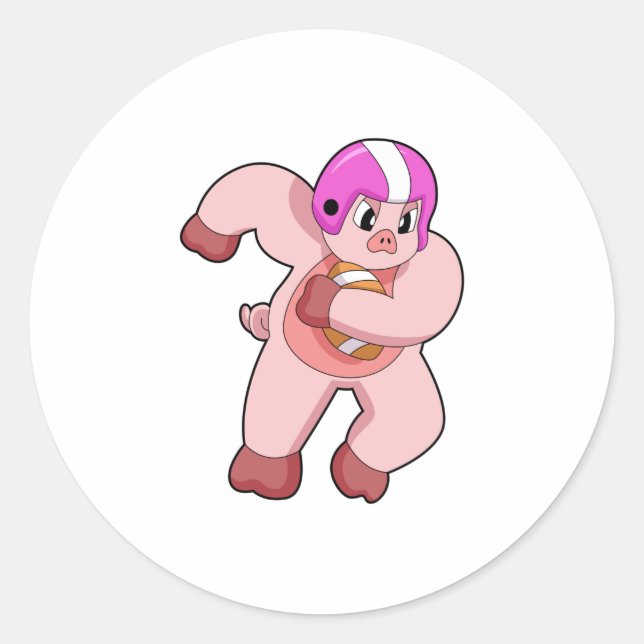 Pegatina Redonda Cerdo en deportes de fútbol (Anverso)