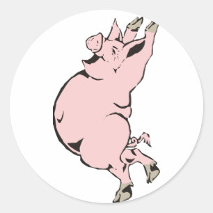 Pegatina Redonda cerdo feliz cerda happy pig hog
