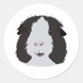 Pegatina Redonda Cerdo negro y blanco