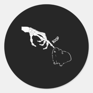 Pegatina Redonda Cerdo Scary Skeleton Hand Boop gracioso Halloween