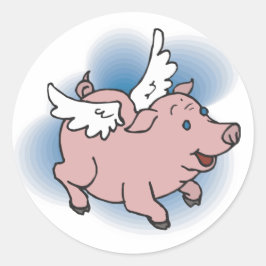 Pegatina Redonda Cerdo volador