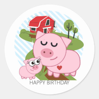 PEGATINA REDONDA CERDOS DE LA GRANJA