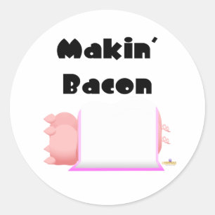 Pegatina Redonda Cerdos durmiendo manta rosa maquillaron a Bacon
