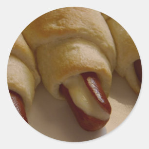 Pegatina Redonda Cerdos en una manta con queso