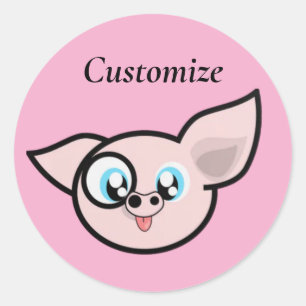 Pegatina Redonda Cerdos sonrientes tontos Thunder_Cove