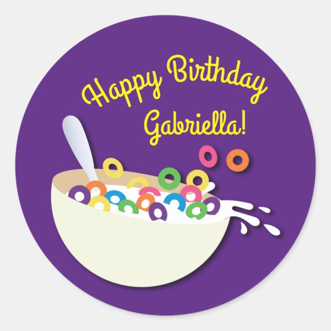Pegatina Redonda Cereal Bowl Niños Sleepover Fiesta de Cumpleaños C (Anverso)