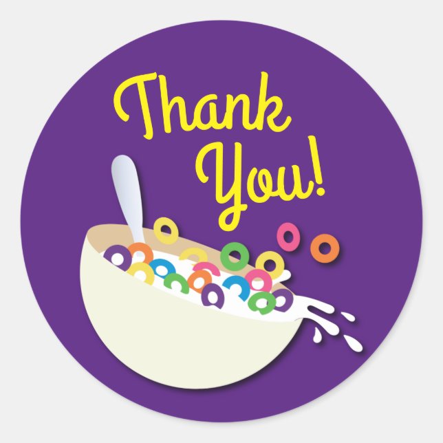 Pegatina Redonda Cereal Bowl Niños Sleepover Fiesta de Cumpleaños C (Anverso)