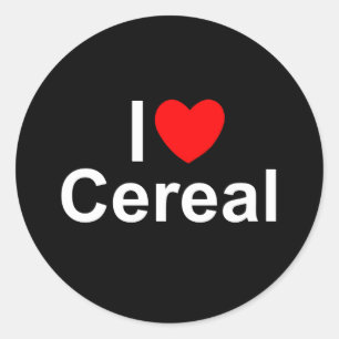 Pegatina Redonda Cereal I Love (Heart)