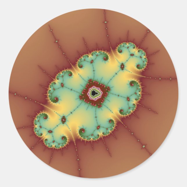 Pegatina Redonda Cerebro cuadrado - Fractal (Anverso)