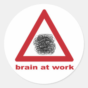Pegatina Redonda Cerebro en el trabajo