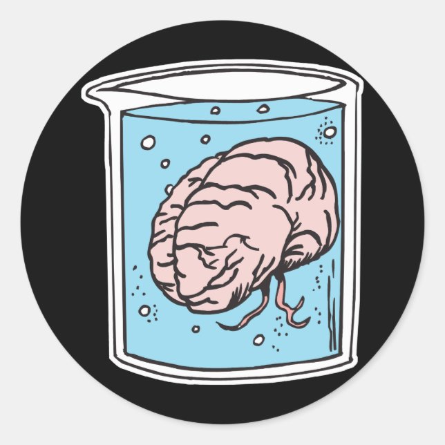 Pegatina Redonda cerebro en un frasco (Anverso)