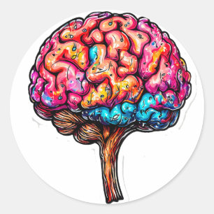 Pegatina Redonda Cerebro humano