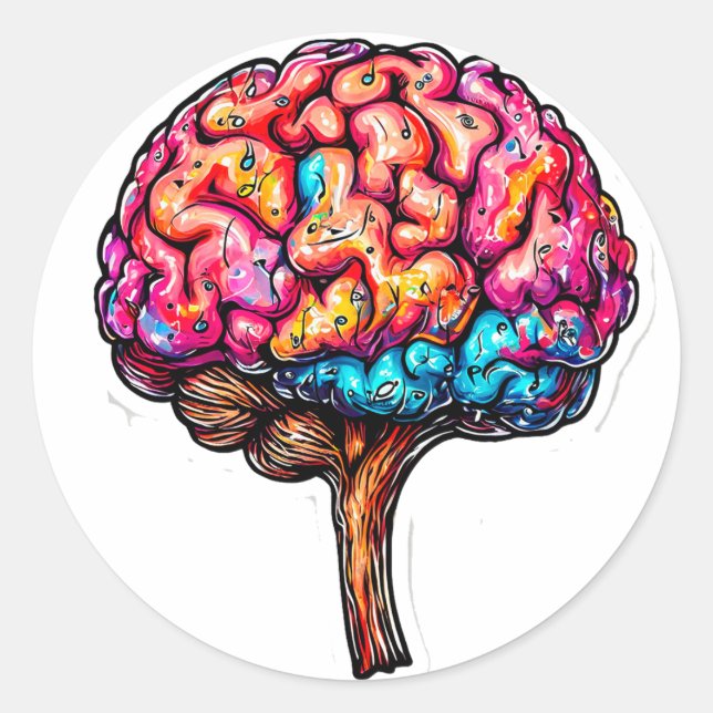 Pegatina Redonda Cerebro humano (Anverso)