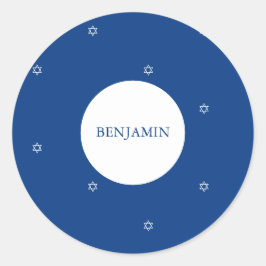 Pegatina Redonda Ceremonia de Nomenclatura Hebrea Judía de Niño Beb