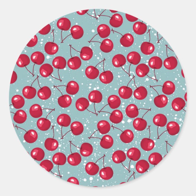 Pegatina Redonda Cereza de invierno. (Anverso)