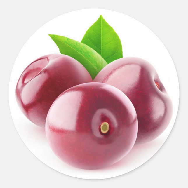 Pegatina Redonda Cerezas frescas (Anverso)