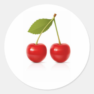 Pegatina Redonda Cerezas rojas