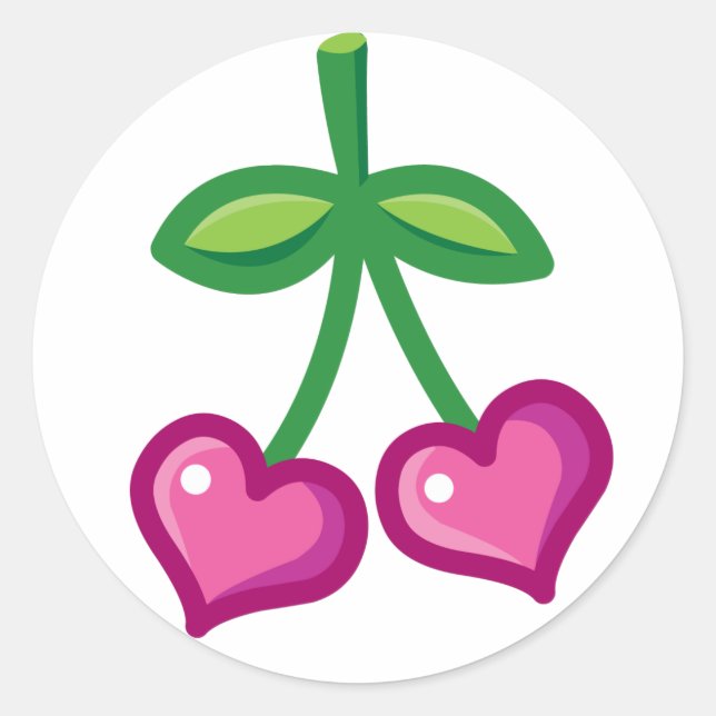 Pegatina Redonda Cerezas rosas (Anverso)