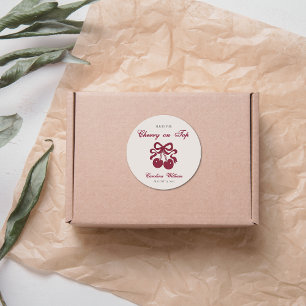 Pegatina Redonda Cerezo de Borgoña en la ducha del bebé