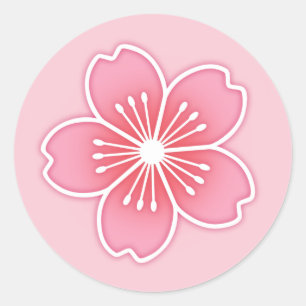 Pegatina Redonda Cerezo en flor