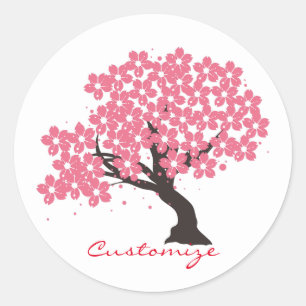 Pegatina Redonda Cerezo sakura japonés florece Thunder_Cove