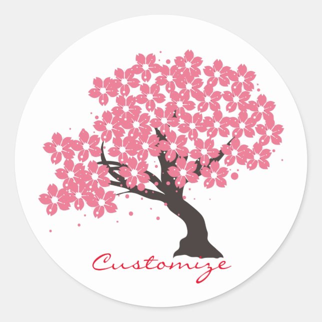 Pegatina Redonda Cerezo sakura japonés florece Thunder_Cove (Anverso)
