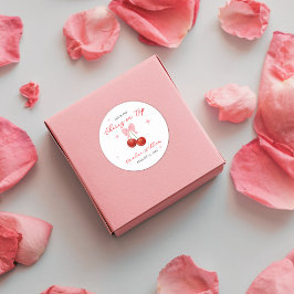 Pegatina Redonda Cerezo único en la ducha del bebé