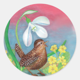 Pegatina Redonda Cernera y Snowdrop & Primroses