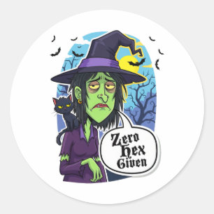 Pegatina Redonda Cero Hex Dada La Graciosa Bruja Halloween Costume