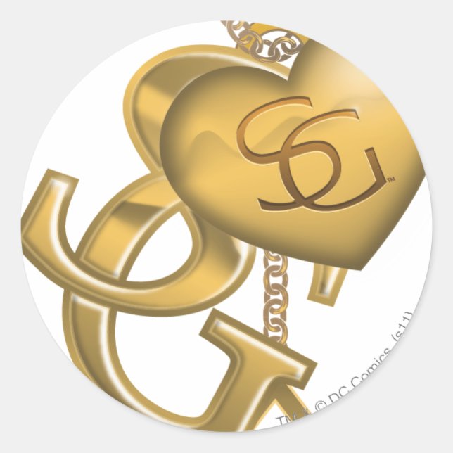 Pegatina Redonda Cerradura de oro superchica (Anverso)