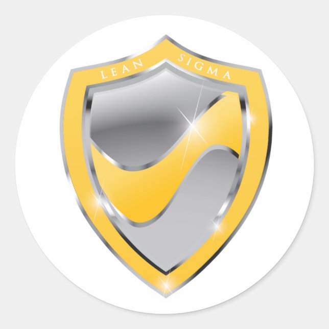 Pegatina Redonda Certificación del cinturón amarillo de seis sigmas (Anverso)