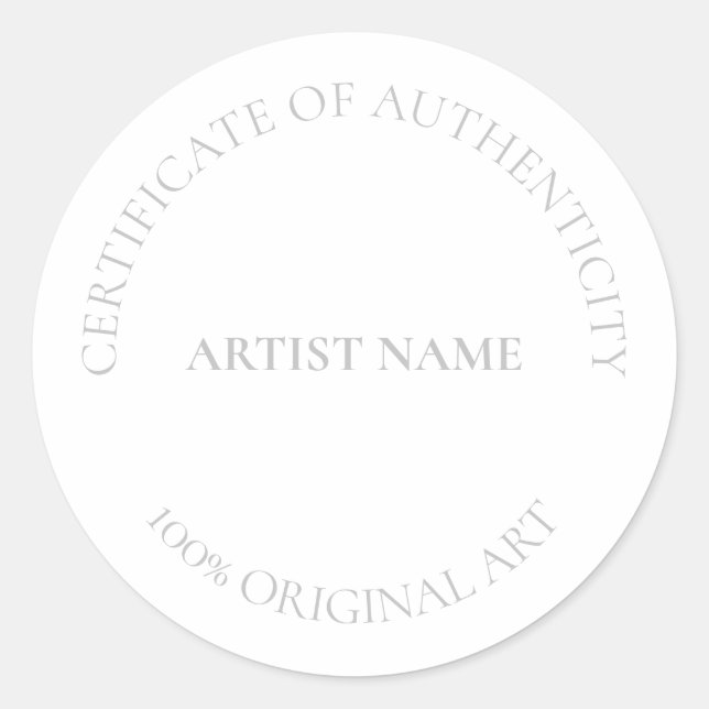 Pegatina Redonda Certificado de autenticidad de la clase de Persona (Anverso)