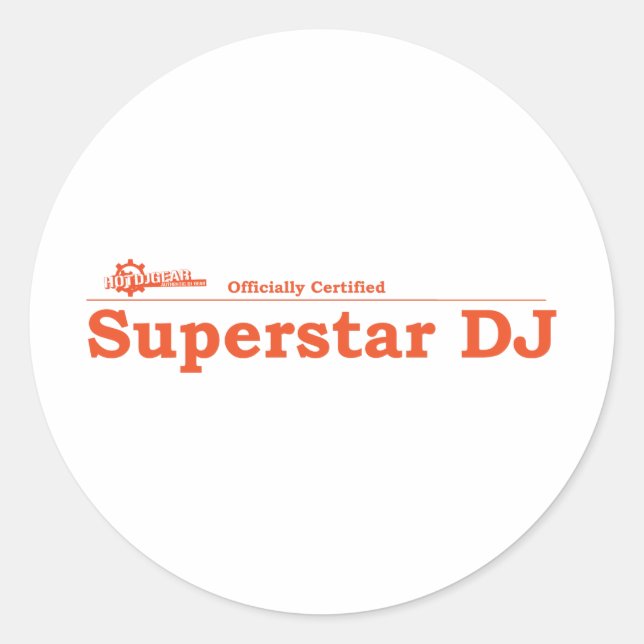 Pegatina Redonda Certificado por DJ Super Star (Anverso)