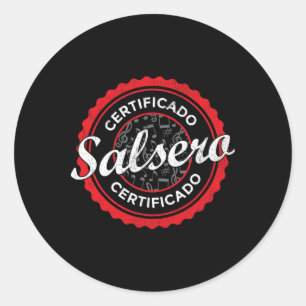 Pegatina Redonda Certificado Salsero Funny Salsa Dancing