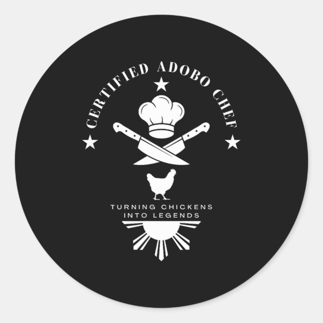 Pegatina Redonda Certified Adobo Chef New Filino Graphics Statement (Anverso)