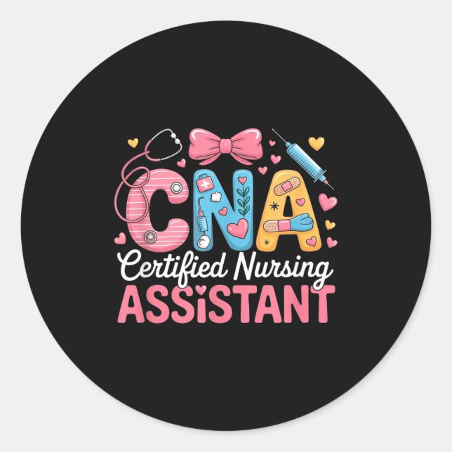 Pegatina Redonda Certified Nursing Istant Nurse Aide Nurse Istant C (Anverso)