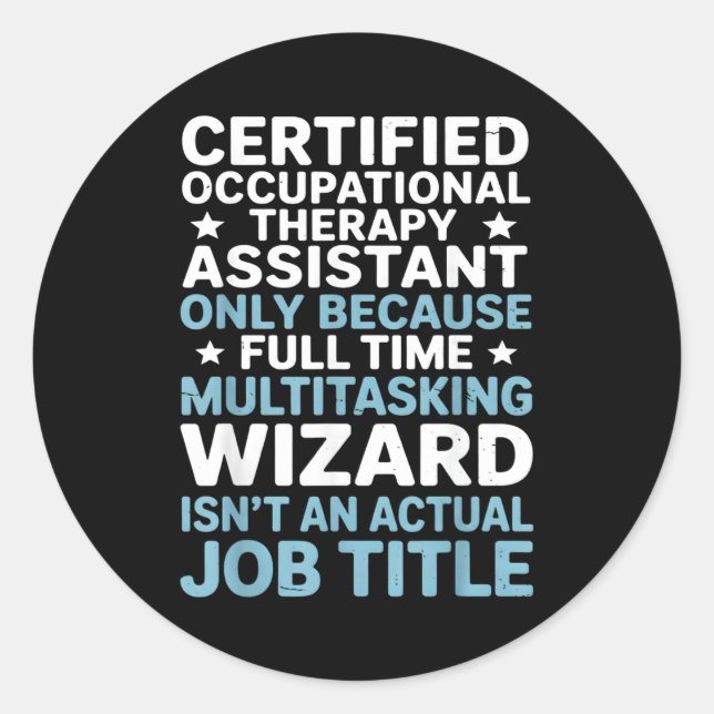 Pegatina Redonda Certified Occupational Therapy Istant Cota Therast (Anverso)