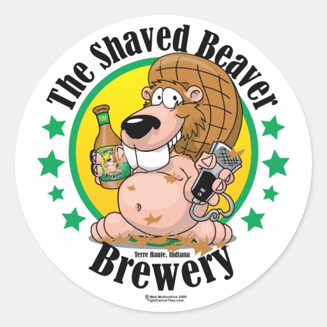 Pegatina Redonda Cervecería Shaved Beaver (Anverso)