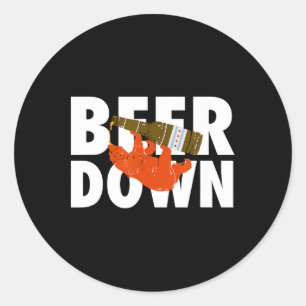 Pegatina Redonda Cerveza abajo Cervezas de Chicago Beers Bebiendo F