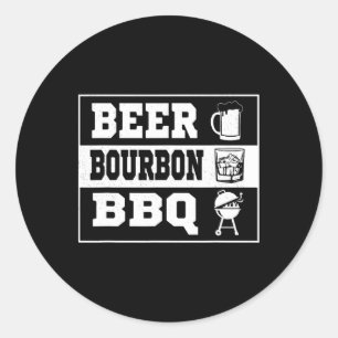 Pegatina Redonda Cerveza Amoqueta Grill Pork Byrbeque Bourbon Bbq P