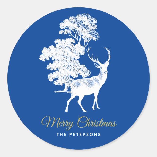 Pegatina Redonda Cerveza azul azul clásica francesa en bosque (Anverso)