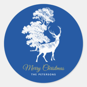 Pegatina Redonda Cerveza azul azul clásica francesa en bosque